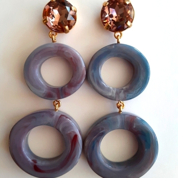 J. Crew Round Drop Earrings Made In Italy Pale Seascape NEW - Picture 3 of 4